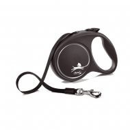Flexi рулетка Black Design L (до 50 кг) 5 м лента черный/серебро